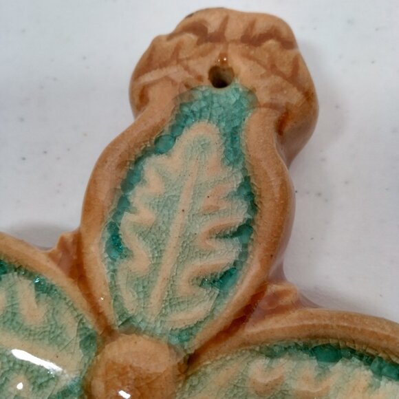 Ceramic Holy Cross Brown Blue Ornate Christian Religious Jesus Easter Hanging - Picture 4 of 12